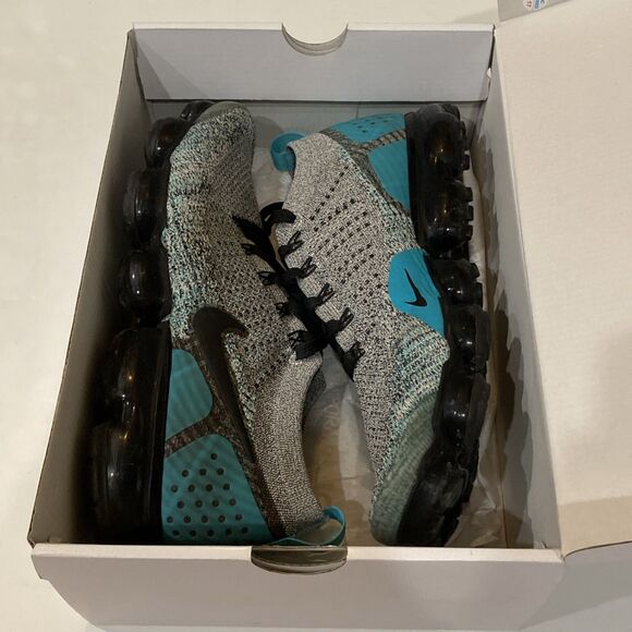 Nike Air VaporMax Flyknit 2 Mens 11.5 Black Dusty Cactus Hyper Jade Sneaker - Picture 16 of 16